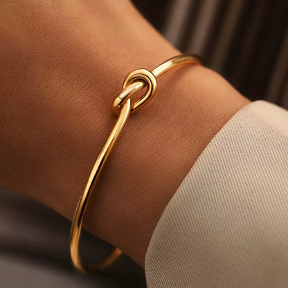 Stainless Steel Bangles Elegant Trendy round Circular Open Knot Cuff Bracelets for Women Jewelry Goth Temperament