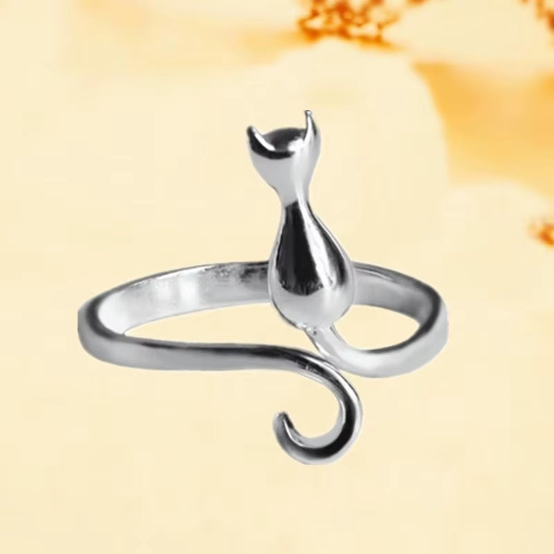  Sterling Silver Cat Rings for Women Engagement