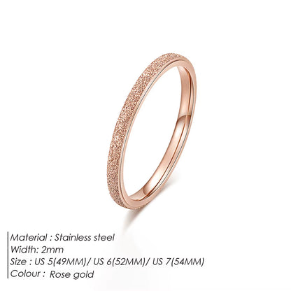 Emanco High Quality Simple Scrub Stainless Steel Women 'S Rings 2/3/5MM Width Gold Color for Girl Jewelry