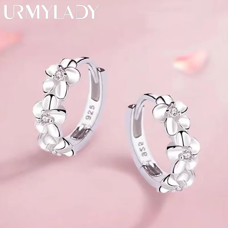 Top Sale 925 Sterling Silver Needle Earrings for Women'S Wedding Fashion High Quality Jewelry Crystal Zircon Flower Cute Stud