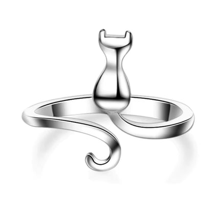  Sterling Silver Cat Rings for Women Engagement