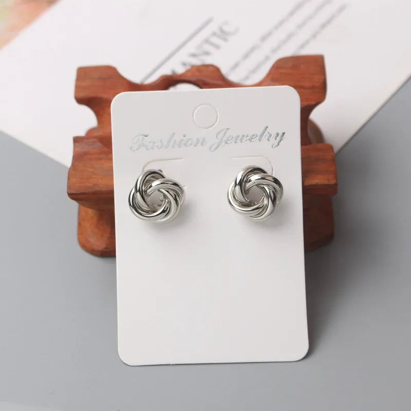 Tiny Metal Stud Earrings for Women Gold Color Twist round Earrings Small Unusual Earrings Boucles D'Oreilles Fashion Jewelry