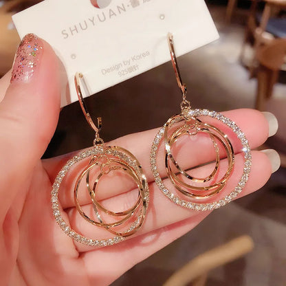 Women'S Geometric Drop Earrings 2021 New round Pendant Earrings Party Jewelry Gift Golden Fashion Trend Fashion Stud Earrings