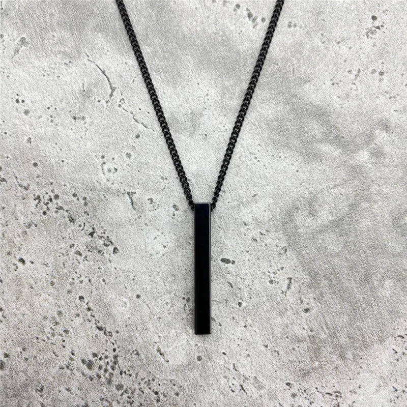 Hot Classic Rectangle Pendant Necklace Men Stainless Steel Black Color Cuban Chain Necklace for Men Jewelry Gift