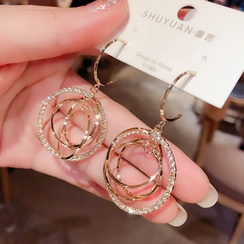 Women'S Geometric Drop Earrings 2021 New round Pendant Earrings Party Jewelry Gift Golden Fashion Trend Fashion Stud Earrings