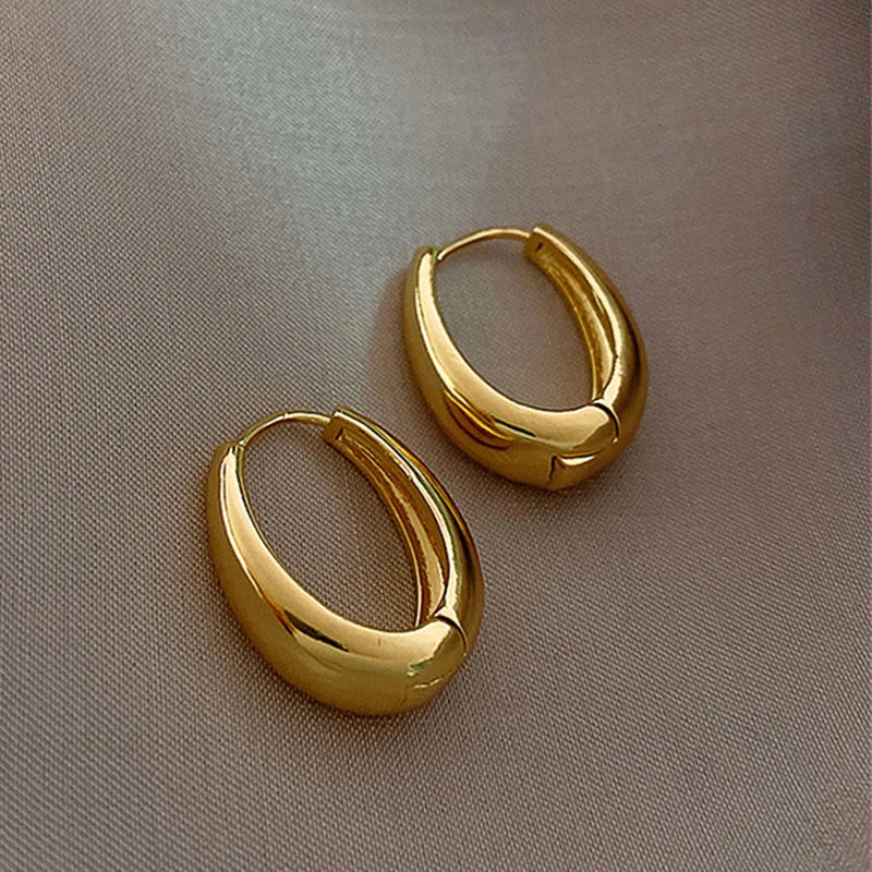 Fashion Metal Hoop Earrings for Women Simple Versatile Daily Wear Everyday Ear Accessories Young Girls Statement Jewelry