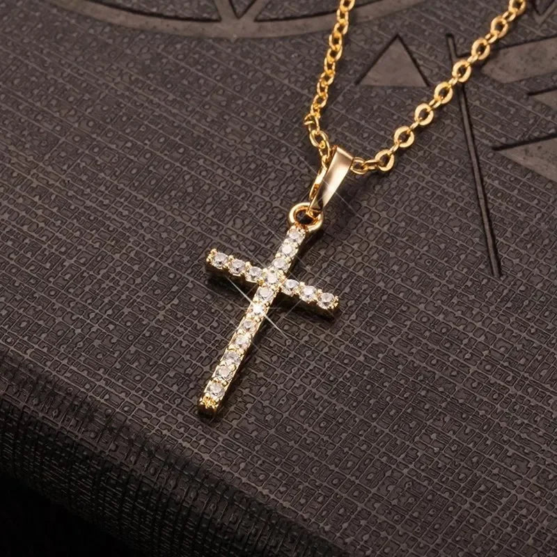 Cross Pendant Rhinestone Inlay Adjustable Necklaces Women Solid Color Solid Color Summer Pendant Necklace Jewellery Women