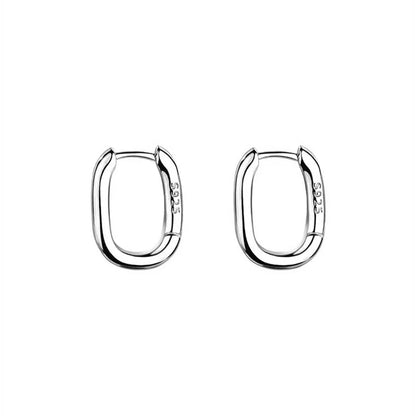 Stainless Steel Smooth Metal Chunky Hoop Earrings for Women Girls Fashion Oval Circle Hoops Statement Earrings Punk Jewelry