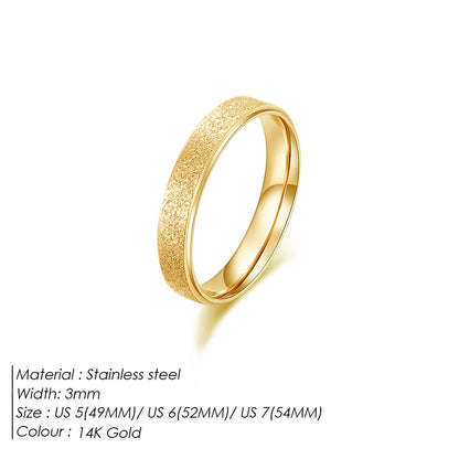 Emanco High Quality Simple Scrub Stainless Steel Women 'S Rings 2/3/5MM Width Gold Color for Girl Jewelry