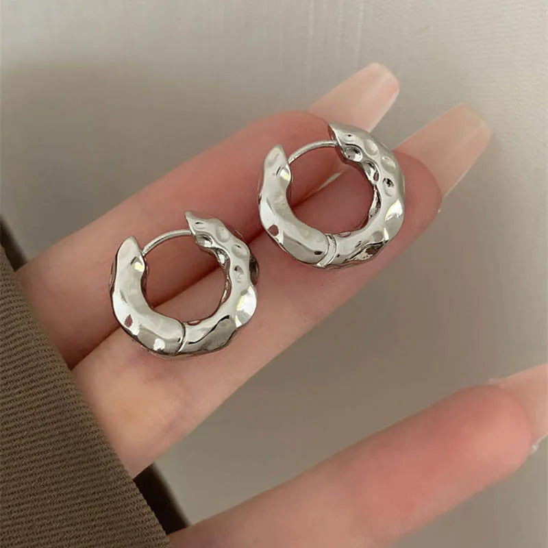 Stainless Steel Smooth Metal Chunky Hoop Earrings for Women Girls Fashion Oval Circle Hoops Statement Earrings Punk Jewelry