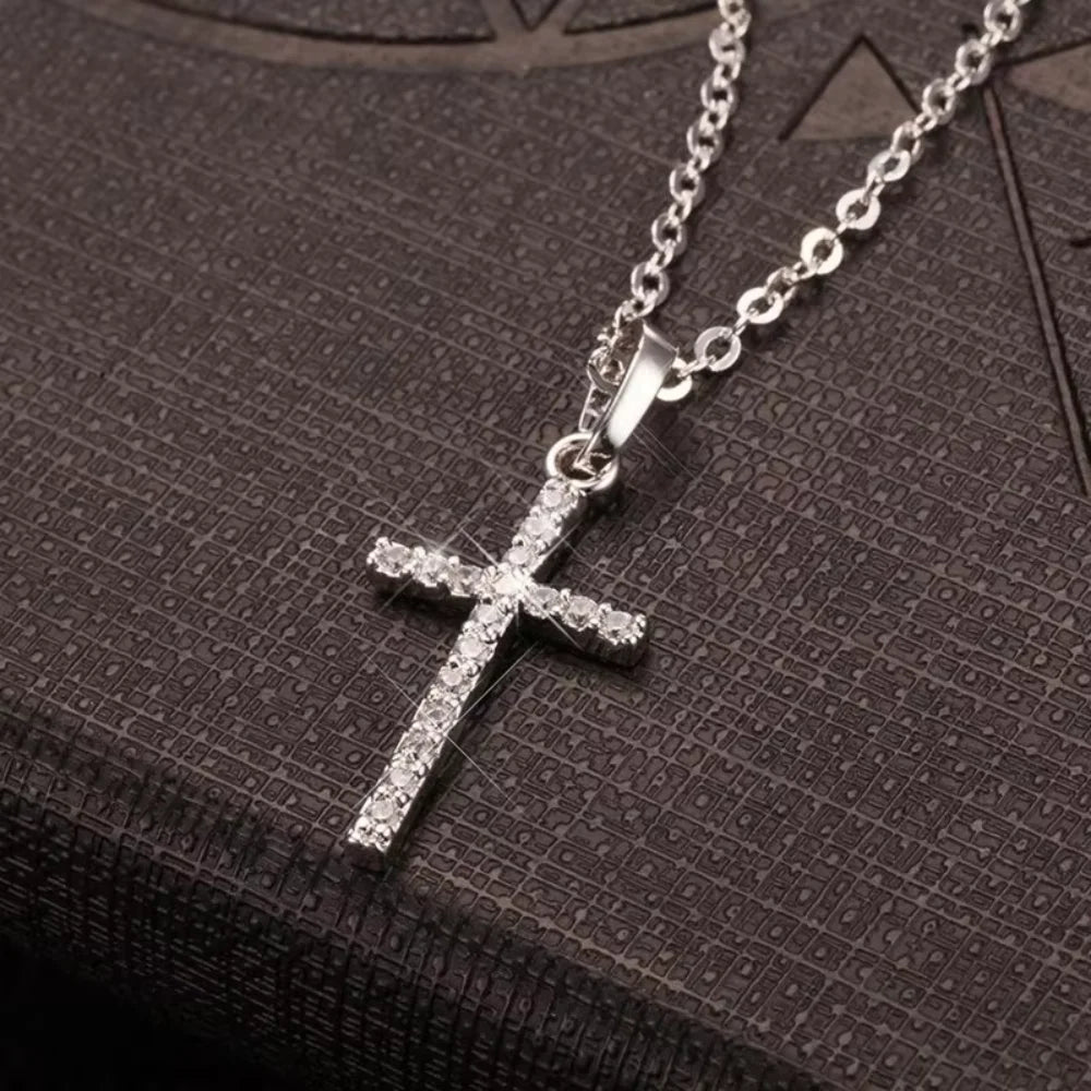 Cross Pendant Rhinestone Inlay Adjustable Necklaces Women Solid Color Solid Color Summer Pendant Necklace Jewellery Women