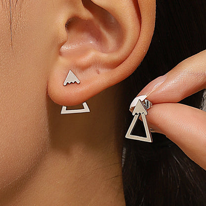 Retro Minimalist Geometric Square Detachable Triangles Stud Earrings for Women Fashion Jewelry Accessories Party Gifts