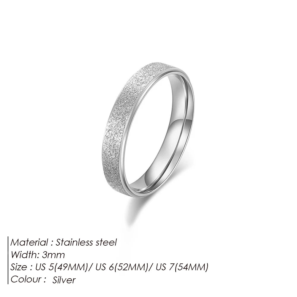 Emanco High Quality Simple Scrub Stainless Steel Women 'S Rings 2/3/5MM Width Gold Color for Girl Jewelry