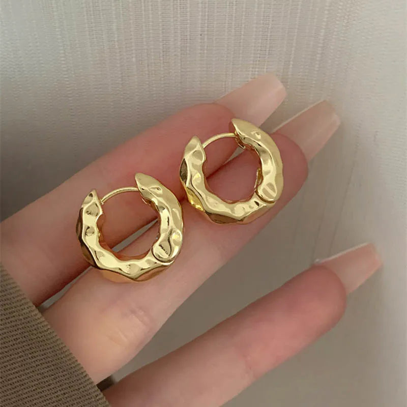 Stainless Steel Smooth Metal Chunky Hoop Earrings for Women Girls Fashion Oval Circle Hoops Statement Earrings Punk Jewelry