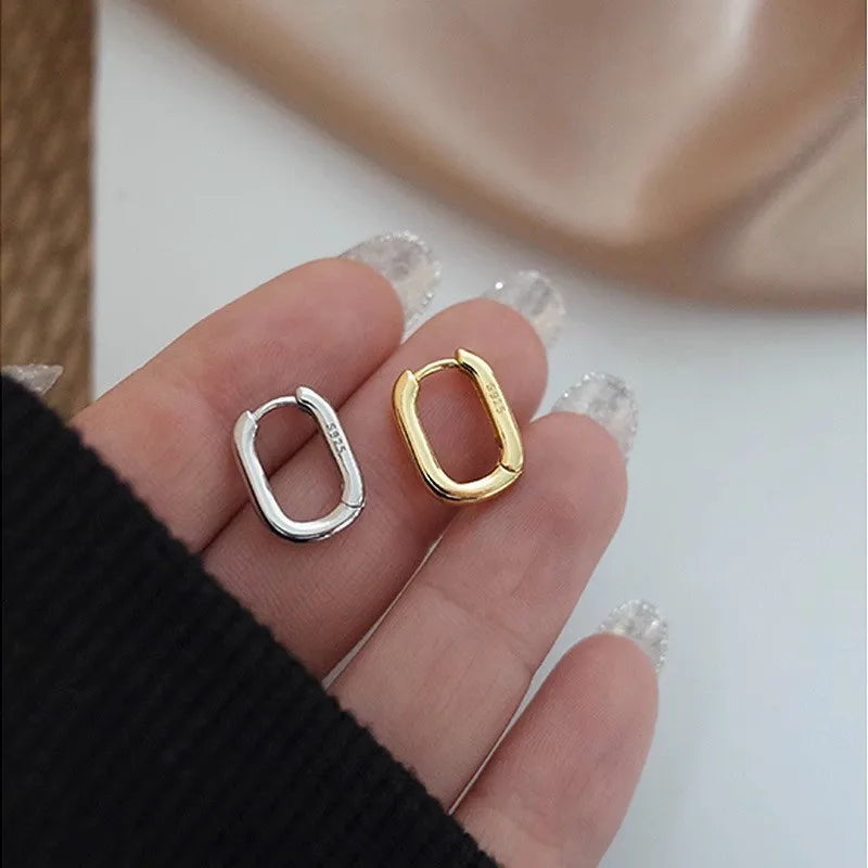 Stainless Steel Smooth Metal Chunky Hoop Earrings for Women Girls Fashion Oval Circle Hoops Statement Earrings Punk Jewelry