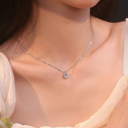 GRA Certified Moissanite 6 Prong Pendant Necklace Real S925 Sterling Silver Sparkling Cauliflower Chain for Women Fine Jewelry