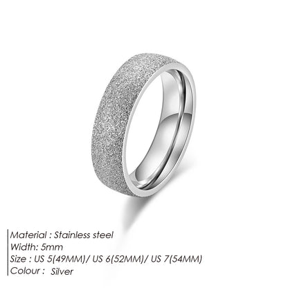 Emanco High Quality Simple Scrub Stainless Steel Women 'S Rings 2/3/5MM Width Gold Color for Girl Jewelry