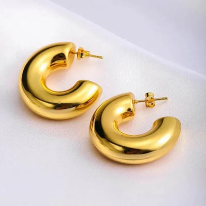 Trendy Circle Twists Hoop Earring for Women Simple Temperament Hyperbole Gold Color Ear Daily Wear Jewelry Party Gifts