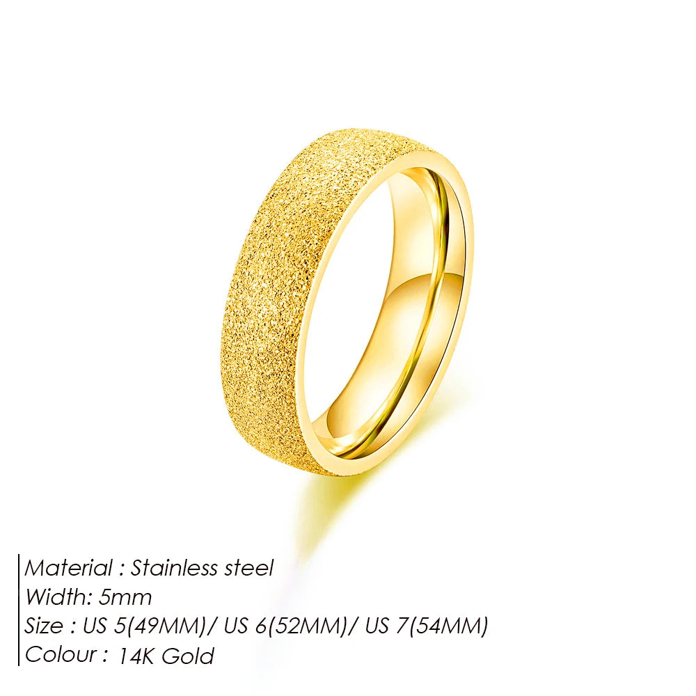 Emanco High Quality Simple Scrub Stainless Steel Women 'S Rings 2/3/5MM Width Gold Color for Girl Jewelry