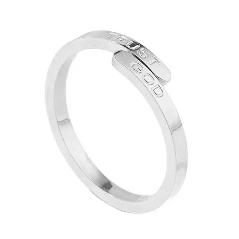 Adjustable TRUST GOD Two-Layer Ring Stainless Steel