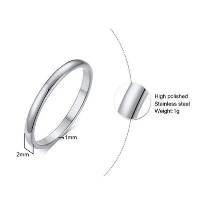 2Mm Width Stainless Steel Ring for Girls Women, Gold-Color / Silver-Color, Tail Ring for Wedding, Thin and Simple Concise Style