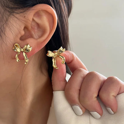 Design Sweet and Cool Style Bow Knot Earrings Women'S Simple Elegant Jewelry Gifts Dropshipping