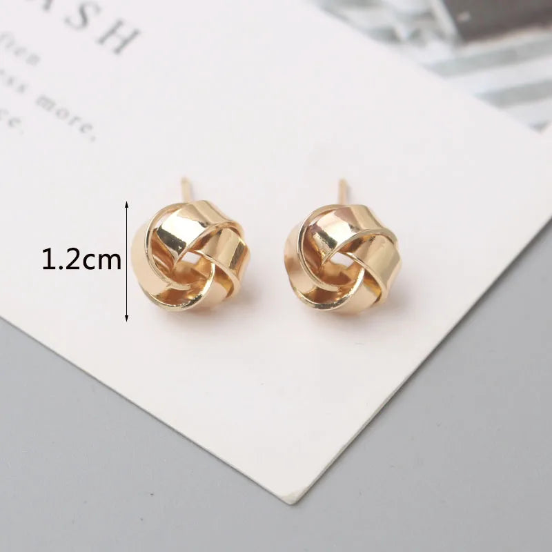 Tiny Metal Stud Earrings for Women Gold Color Twist round Earrings Small Unusual Earrings Boucles D'Oreilles Fashion Jewelry