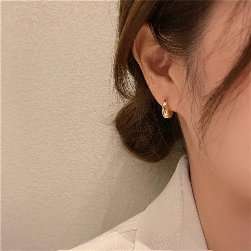 Fashion Metal Hoop Earrings for Women Simple Versatile Daily Wear Everyday Ear Accessories Young Girls Statement Jewelry