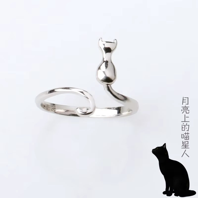  Sterling Silver Cat Rings for Women Engagement